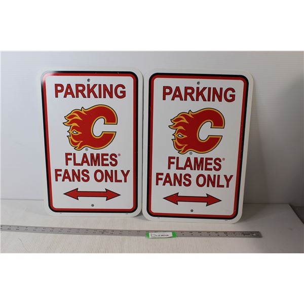 (2) Calgary Flames Fans Only Parking Signs - 12" x 18"