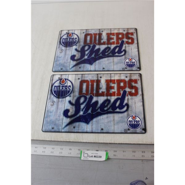 (2) Edmonton Oilers Shed Sign - 8" x 12"