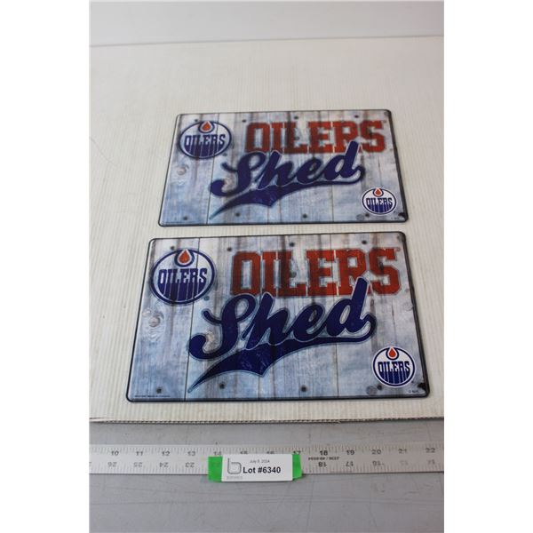 (2) Edmonton Oilers Shed Sign - 8" x 12"