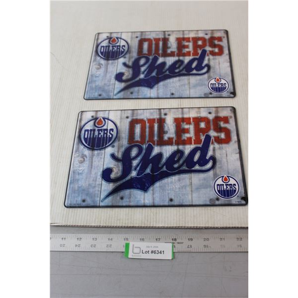 (2) Edmonton Oilers Shed Sign - 8" x 12"