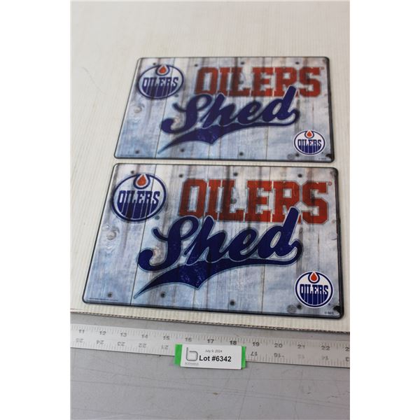 (2) Edmonton Oilers Shed Sign - 8" x 12"