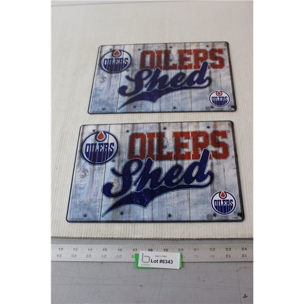 (2) Edmonton Oilers Shed Sign - 8" x 12"