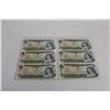 (6) $1.00 Canadian Bills in Sequence 8009613-9618