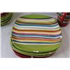 Image 4 : Red & Green Striped Dish Set - As Is - Some Chipping