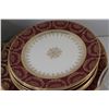 Image 7 : Red & Gold Asian Inspired Dish Set, (5) Saucers, Glass Cake Stand