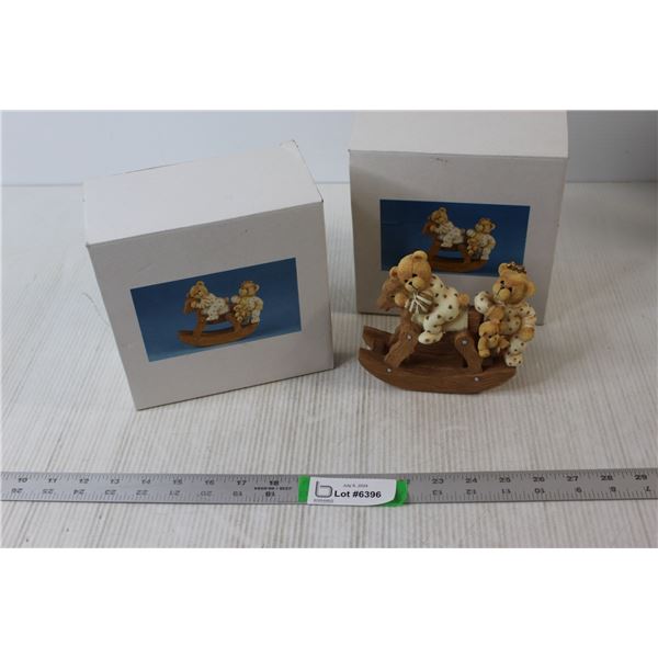 (2) Decorative Teddy Bears on Rocking Horse Item