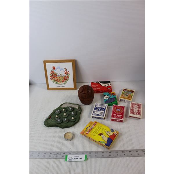 (7) Decks of Playing Cards, Wall Picture from Watrous, Tic-Tac-Toe Golf Game