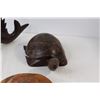 Image 3 : (3) Wood Carvings - Sword Fish, Turtle, Frog Trinket Box