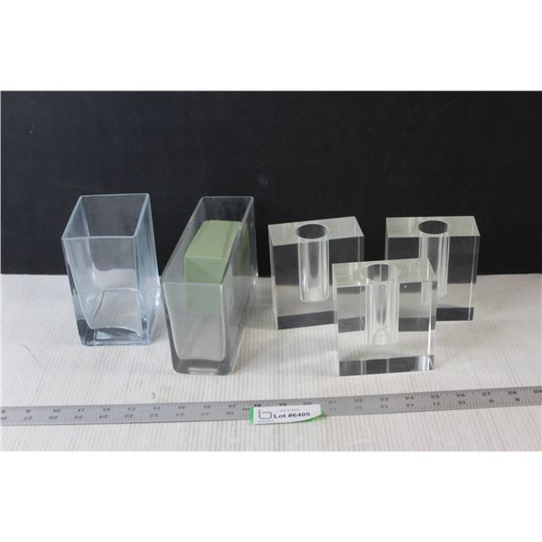 (5) Vases with Dry Foam