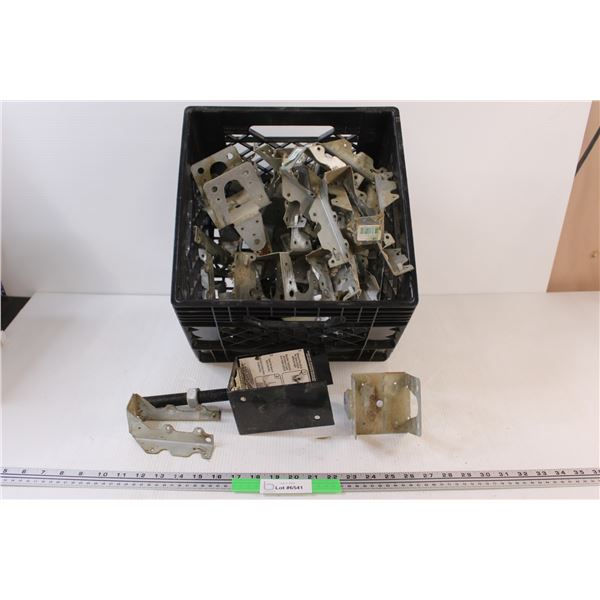 (15+) Plastic Bin filled With Metal Joist Hangers Hardware