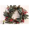Image 2 : (2) 20" Christmas Wreath & Bouquet of Silk Flowers