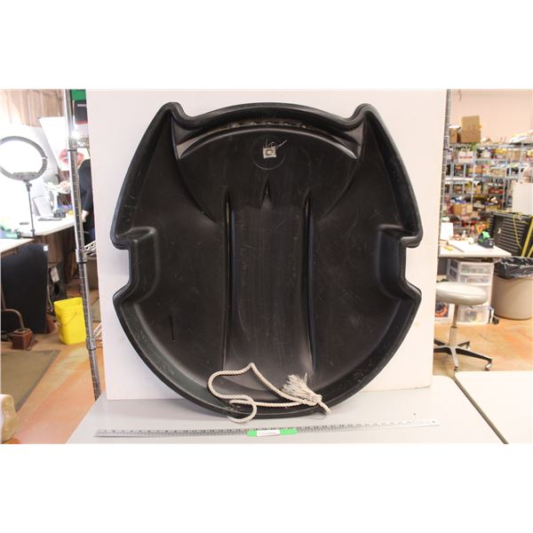 * Black Used Batman Toboggan With Rope Handle - 35" Wide x 38" Long