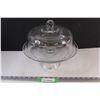 Image 1 : Pedestal Glass Cake Stand w/ Cloche  - 10 1/2" Tall x 12" Wide