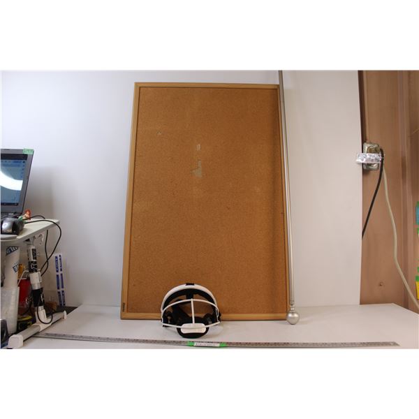 (3) 35" x 23" Corkboard; Wire Softball Mask; Curtain Rod 44" to 80" Length