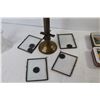 Image 7 : Vintage Brass Photo Stand - (2) Sets of Table Coasters - Crystal Vase - Glass Candle Holders