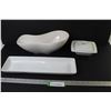Image 1 : (2) White Ceramic Dishes - Butter Dish w/Lid