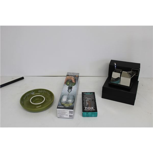 Philippi Metal Creamer & Sugar Dishes - Stainless Steel Chill Stick - Margarita Bowl - Corkscrew Bot