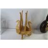 Image 7 : Wooden Swan napkin Holder - Leather Wrapped Bottle w/Ship Picture - Glass Vase - Wine Glass Charms -