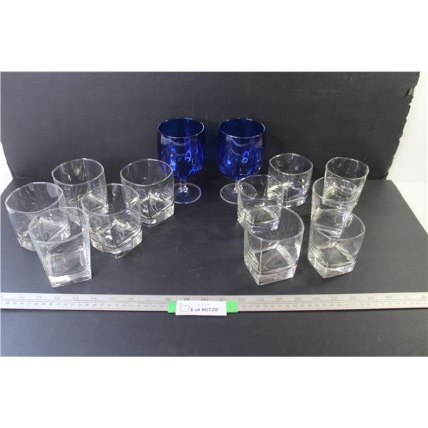 (11) Square Glasses (2) Blue Plastic Glasses