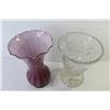 Image 4 : (2) Vases - Pinwheel Crystal & Purple Glass Vase