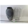 Image 1 : Grey Glass Vase (12 3/4" tall) - Thick Clear Glass Vase (11 3/4")