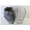 Image 4 : Grey Glass Vase (12 3/4" tall) - Thick Clear Glass Vase (11 3/4")