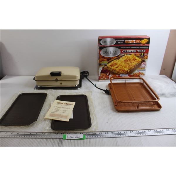 Gotham Steel Crisper Tray, Toastess Waffle Iron - Untested