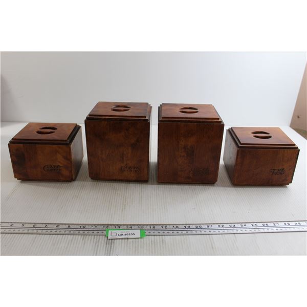 (4) Wooden Canisters
