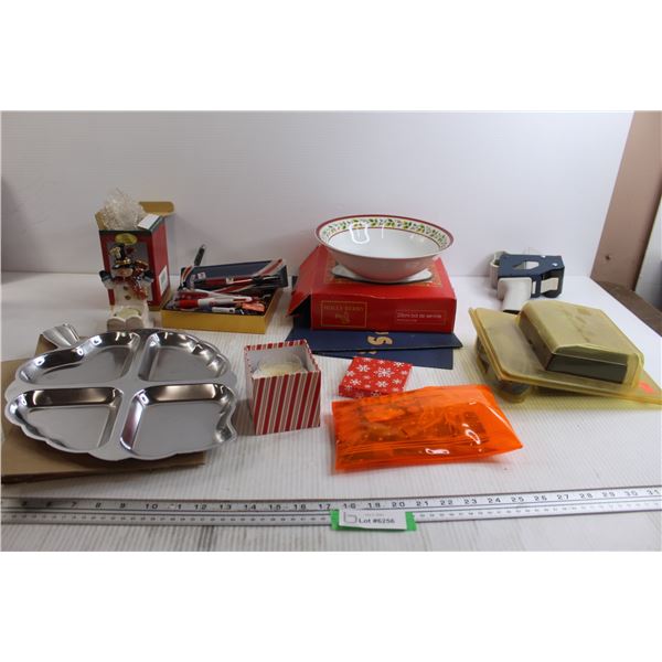 Divided Leaf Serving Platter, Snowman Tealight, Misc.