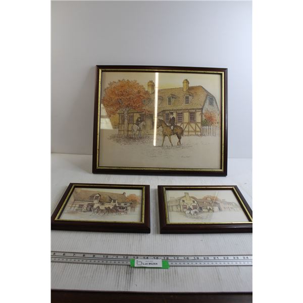 (3) Horse Prints - Largest Measures 21 1/2" x 17 1/2"