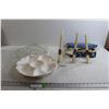 Image 1 : (2) Serving Dishes, (3) Candles with Stand