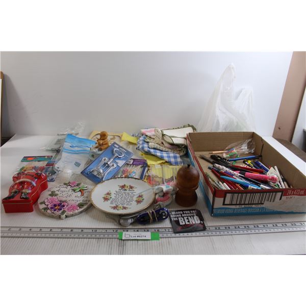 Bag of Rocks, Assorted Pens, Misc.