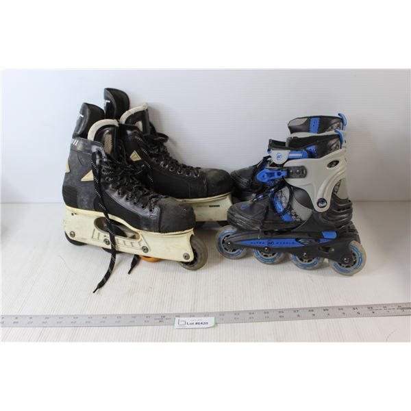 (2) Pairs of Rollerblades - Black Adult Size Unknown
