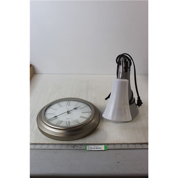 Desk Lamp - Untested, Quartz Wall Clock
