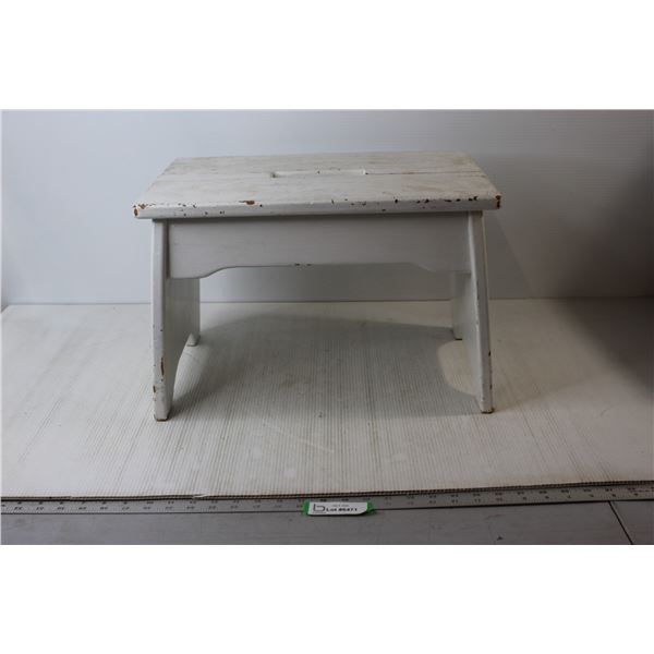 Hand Painted Wooden Stool - 12" x 12" x 18"