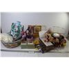 Image 1 : Crafting Items - Faux Flower Stand w/Metal Basket - Woven Basket - Rubber Cutting Mat - Misc. Items