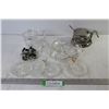 Image 1 : Metal Napkin Holders - Sugar Dishes - Divided Glass Dish - Crystal Coasters