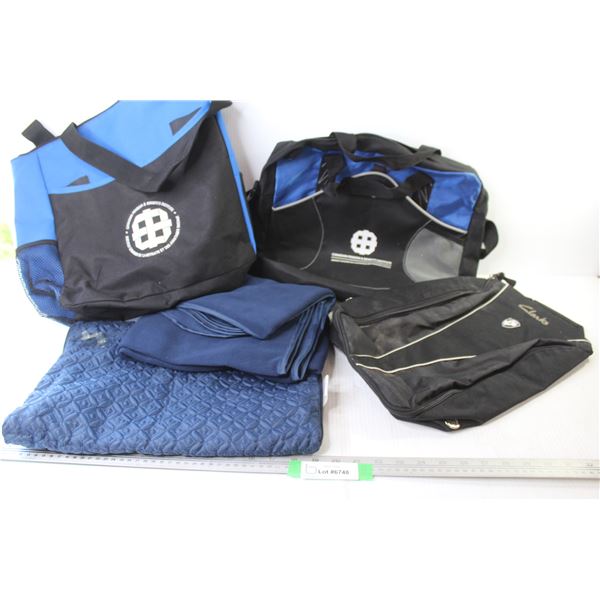 Throw Blanket Inside Inflatable Pillow - (3) Cloth Carry Bags