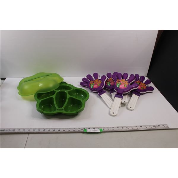 (5) Clapping Noise Makers & Divided Tray w/Lid
