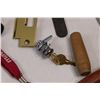 Image 5 : Various Shop/Household Items - Door Knobs, Brackets, LED Flashlight, Wire Brush, Knife, ,Screwdriver