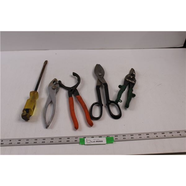 Shop Tools - Pliers, Filter Pliers, Tin Snips, Shears Large Flat Head Screw Driver