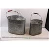 Image 1 : (2) Vintage Galvanized Mop Pails