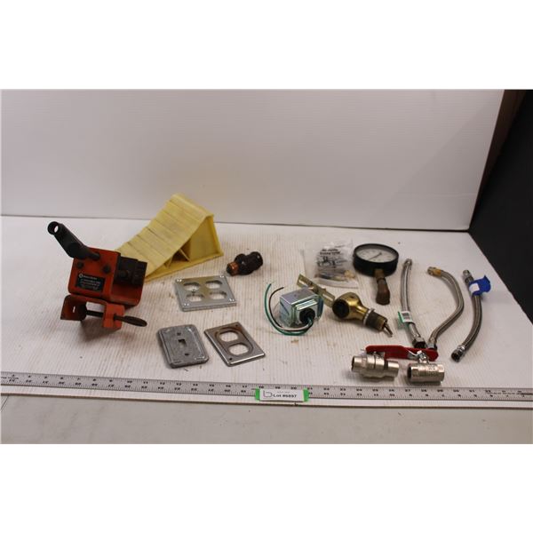 Black & Decker Portable 3" Vise, Braided Hose, Wheel Chalk, Electrical Components, 3/4" and 1/2" Bal