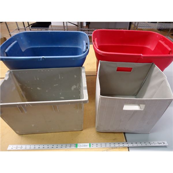 *(4) Assorted Totes-Various Sizes, no lids