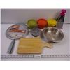 (3) Tupperware Containers,(2) Splatter Screens, Cutting Board, Grater, Metal Bowl, and Steamer