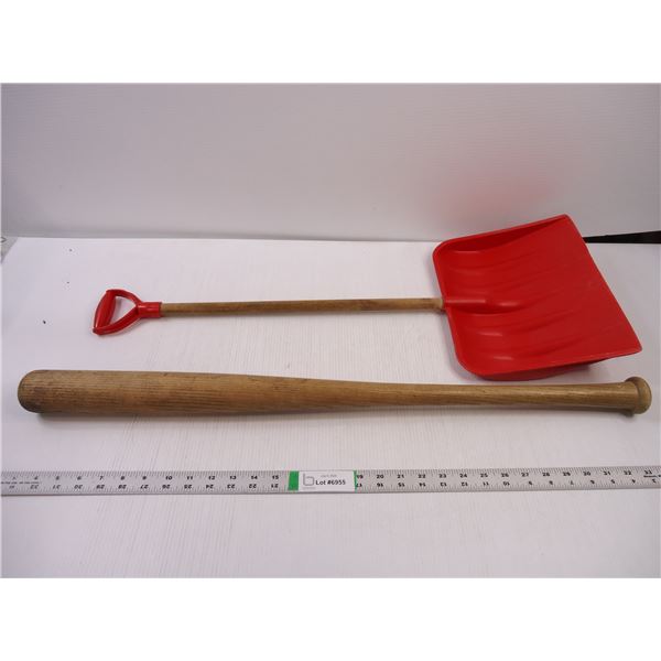 Youth Wooden Baseball Bat (32" long) and Kid's Small Snow Shovel