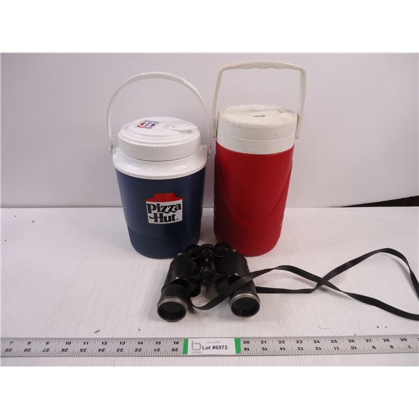 (2) Water Coolers and Pair of Binoculars