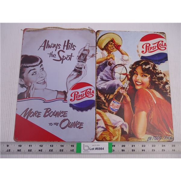 (2) Fantasy Pepsi Metal Signs