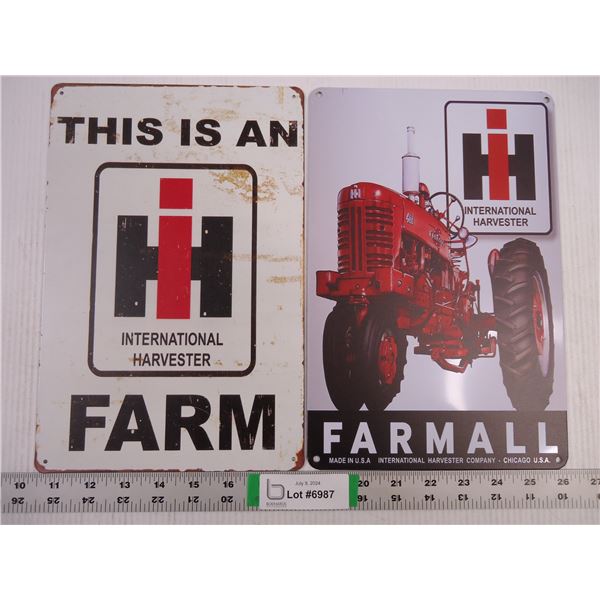 (2) Metal Fantasy Signs- International Harvester