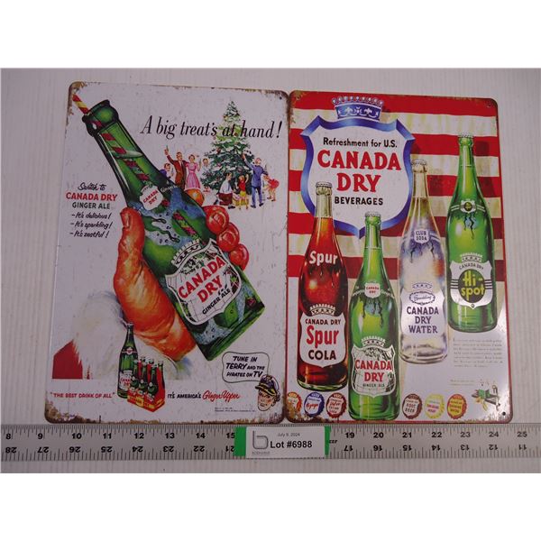 (2) Fantasy Metal Signs- Canada Dry